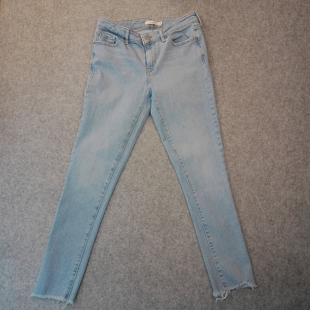 Levis 711 Skinny Jeans Light Wash Raw Hem Denim Size 28
